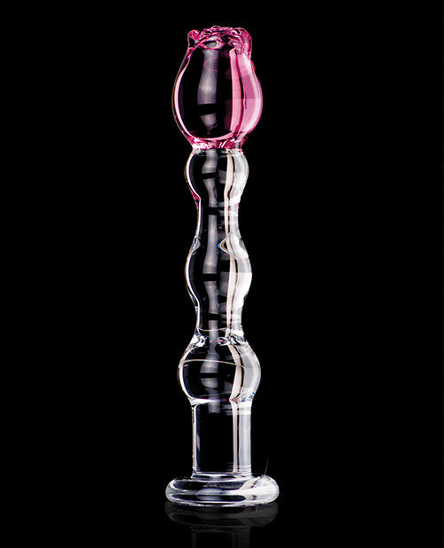 Icicles No. 12 Rose Tip Glass Massager Clear