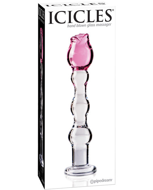 Icicles No. 12 Rose Tip Glass Massager Clear