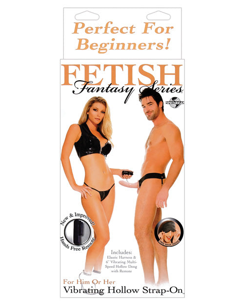 Fetish Fantasy for Him or Her Vibrating Hollow Strap-On Flesh