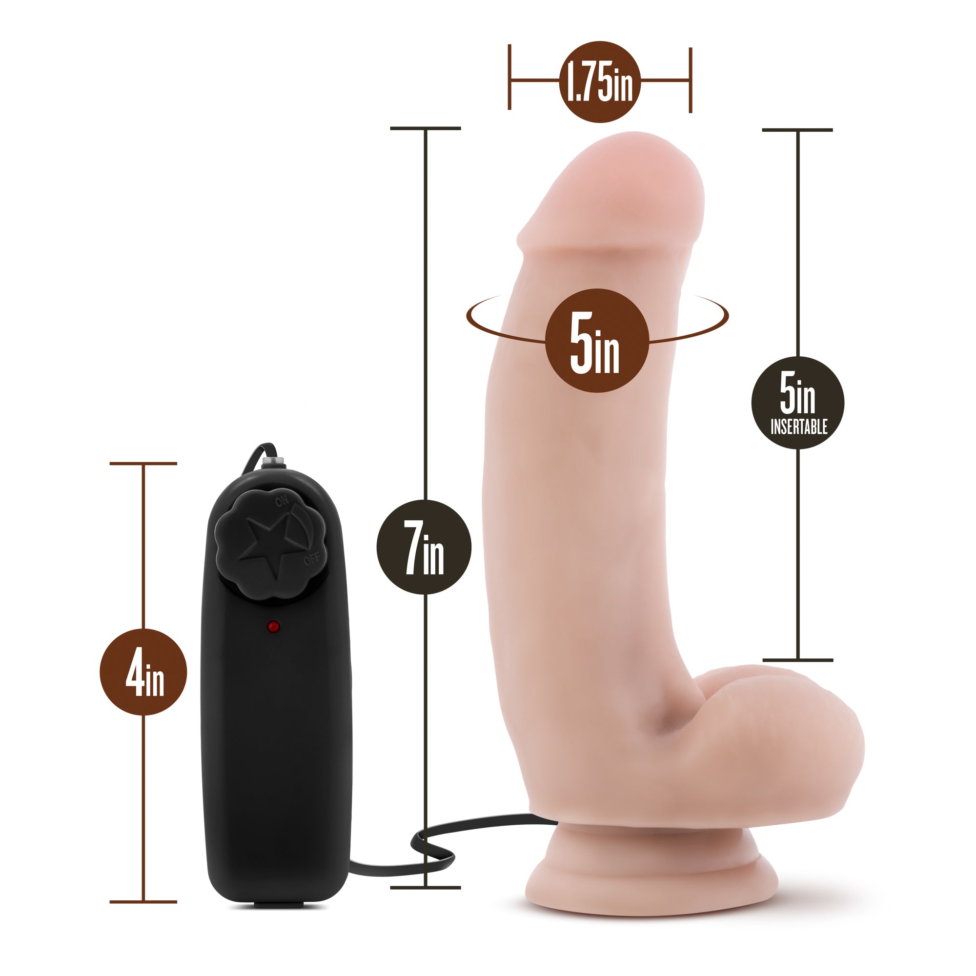 Coverboy The Quarterback 7" Vibrating Dildo - Vanilla
