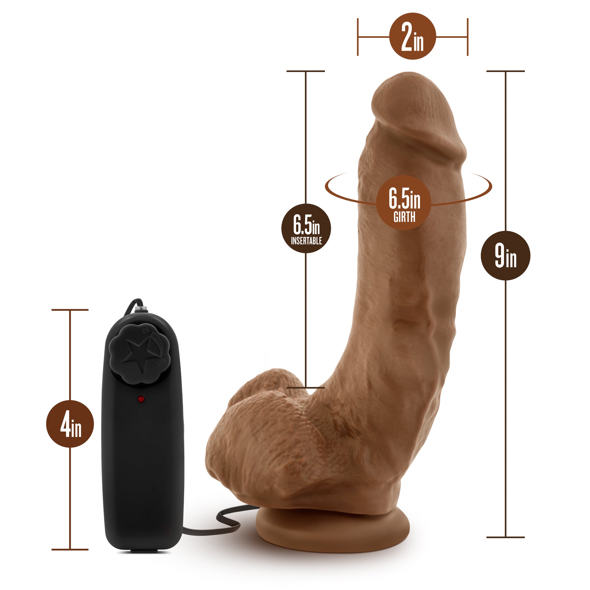 Coverboy The Boxer 9" Vibrating Dildo - Mocha