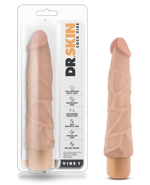 Dr. Skin Vibe 1 - 9" Vibrating Dildo  - Beige
