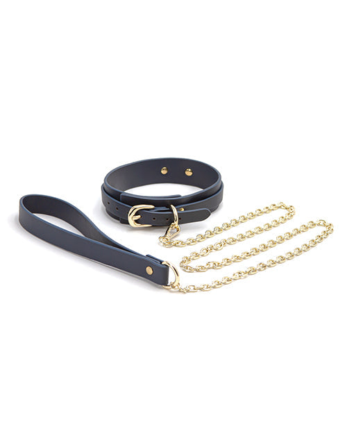 Bondage Couture Vinyl Collar & Leash - Blue
