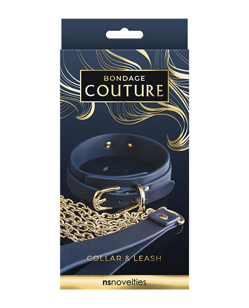 Bondage Couture Vinyl Collar & Leash - Blue