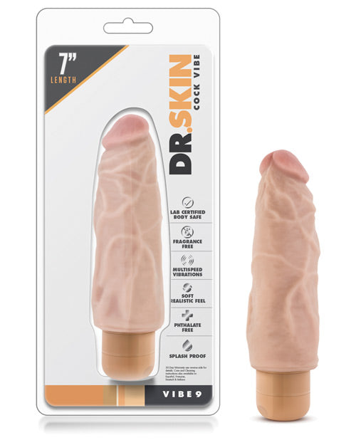Dr. Skin Vibe 9 - 7" Vibrating Dildo - Beige