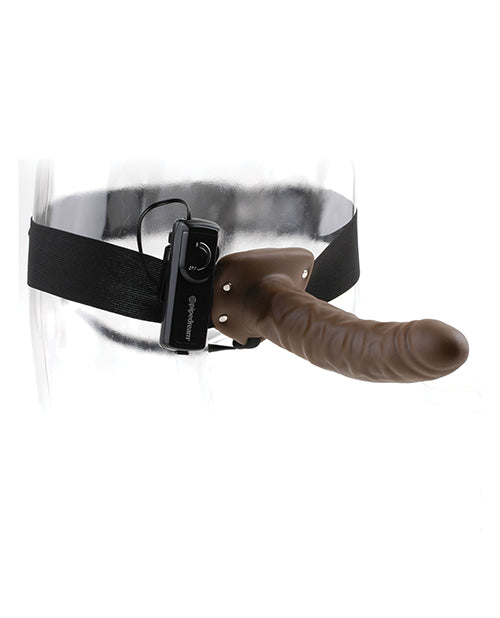 Fetish Fantasy Series 8" Vibrating Hollow Strap On Brown