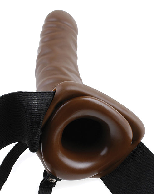 Fetish Fantasy Series 8" Vibrating Hollow Strap On Brown