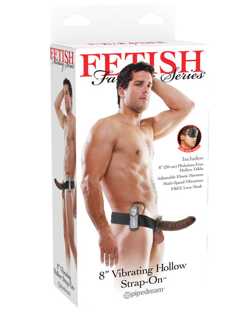 Fetish Fantasy Series 8" Vibrating Hollow Strap On Brown