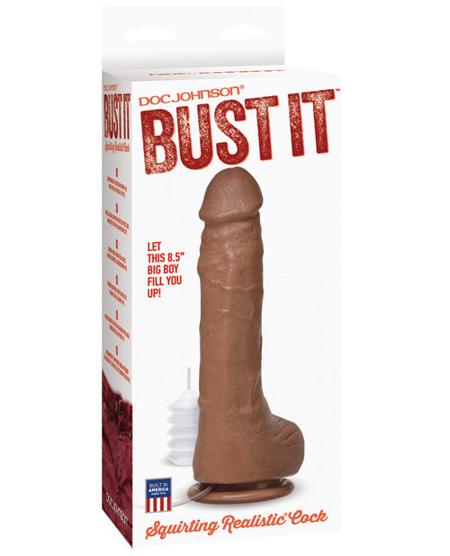 Bust It 8.5" Squirting Dildo Cock - Brown