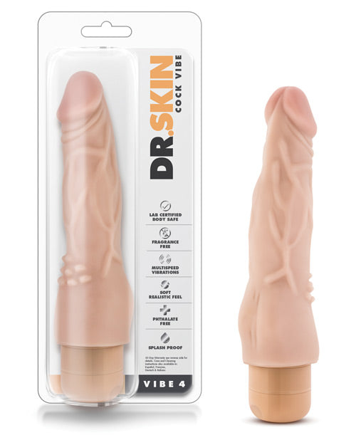 Dr. Skin Vibe 4 - 8" Vibrating Dildo - Beige