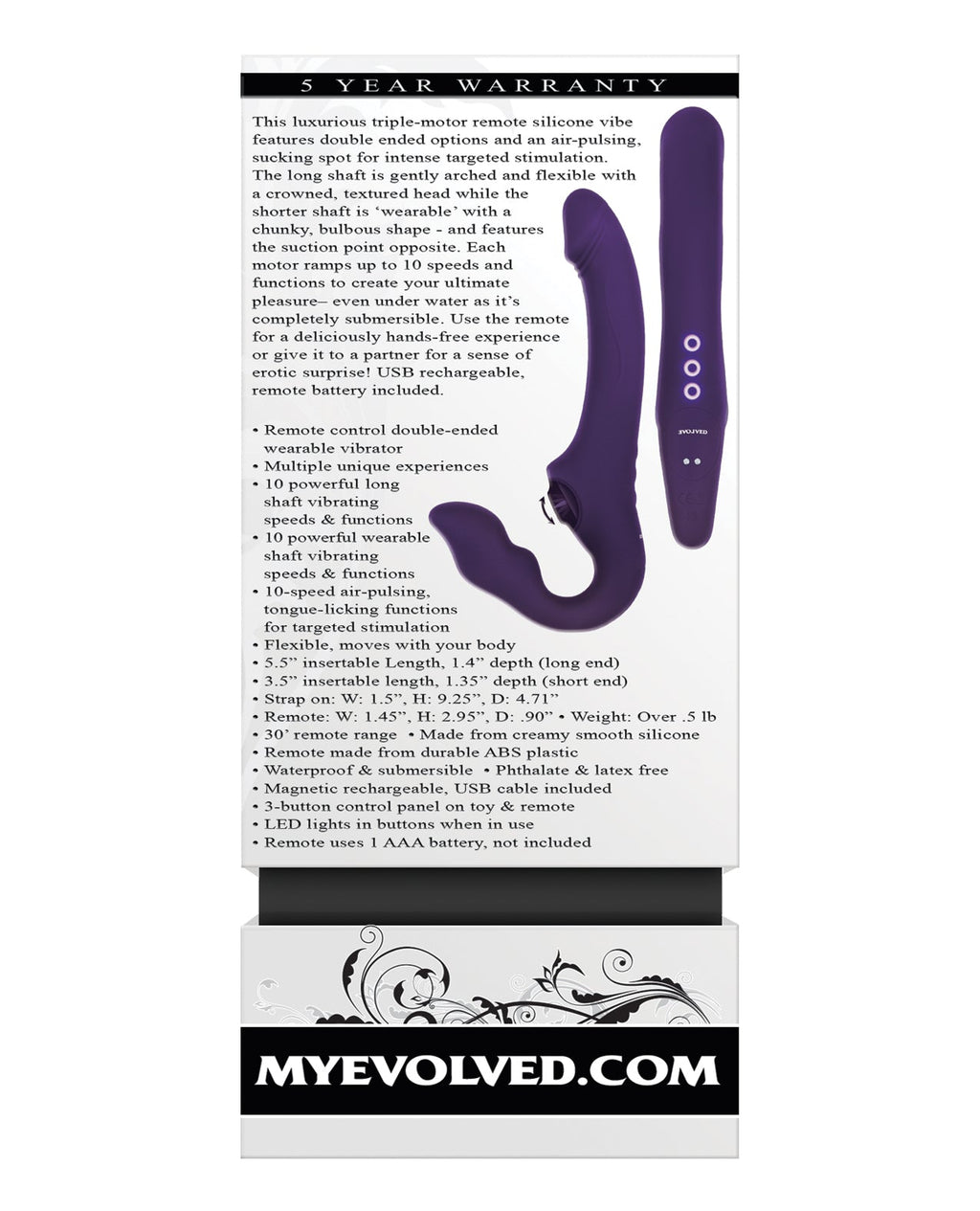 Evolved 2 Become 1 Strapless Strap On Purple