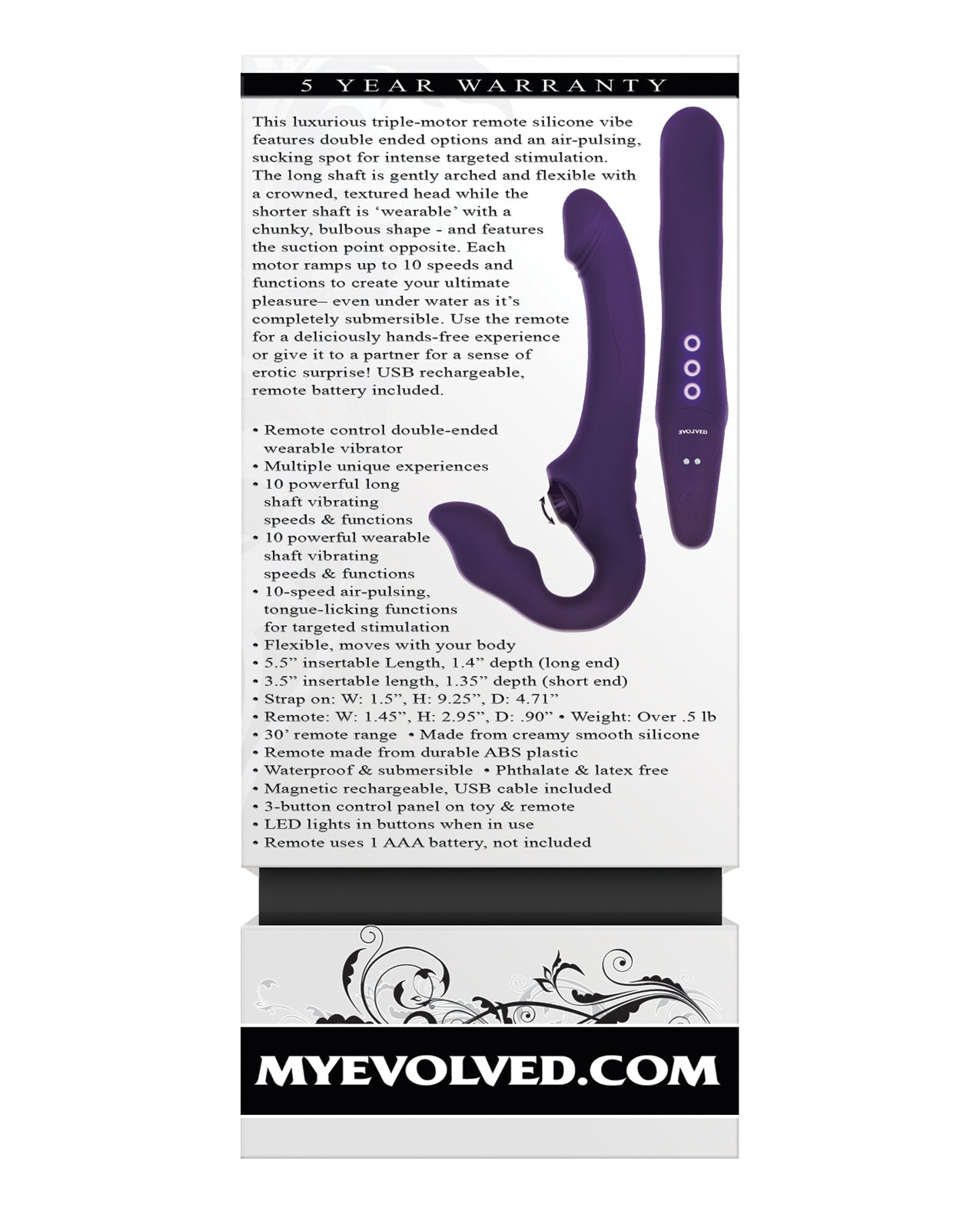 Evolved 2 Become 1 Strapless Strap On Purple