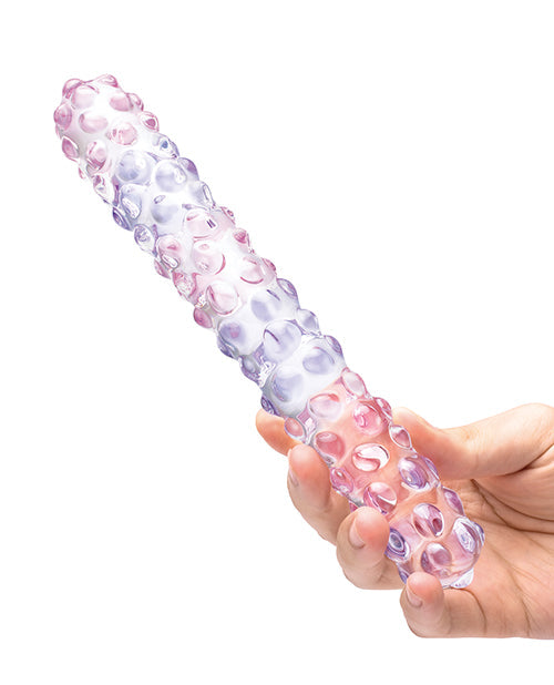 Glas 9" Purple Rose Nubby Glass Dildo