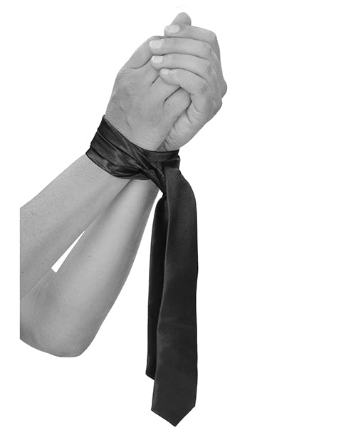 Black & White Satin Bondage Tie - Black