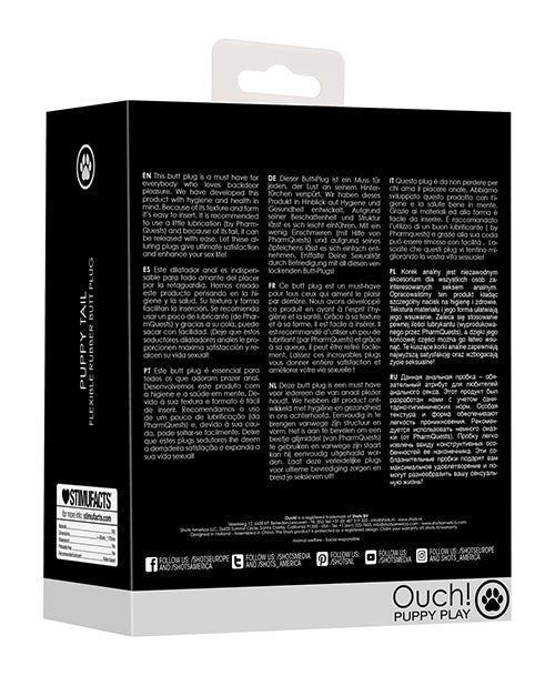 Ouch Puppy Play Tail Butt Plug - Black