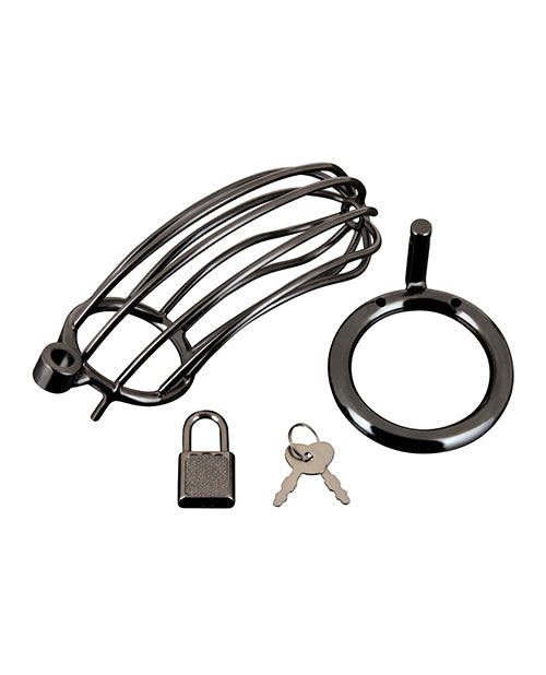 Blue Line Prisoner Cock Cage Black