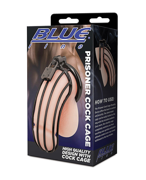 Blue Line Prisoner Cock Cage Black