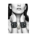 Ouch Plush Bond Leather Hand Cuffs Blk