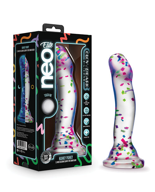 Neo Elite Hanky Panky 7" Confetti Dildo Glow in the Dark
