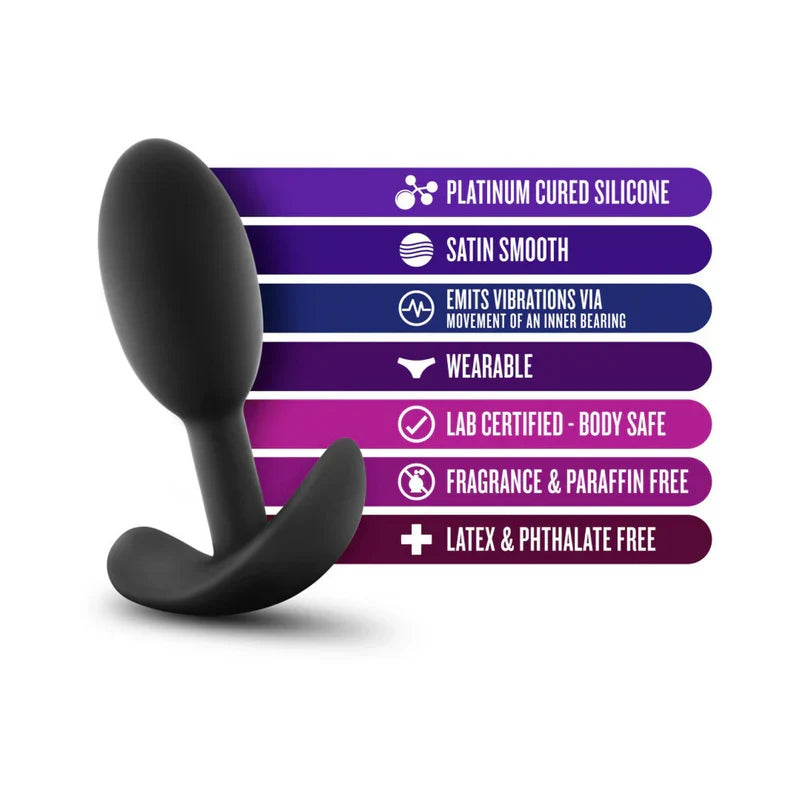 Anal Adventures Platinum Silicone Vibra Slim Plug Small - Black