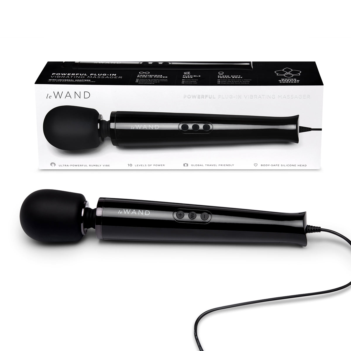 Le Wand Plug-In Vibrating Wand Massager - Black