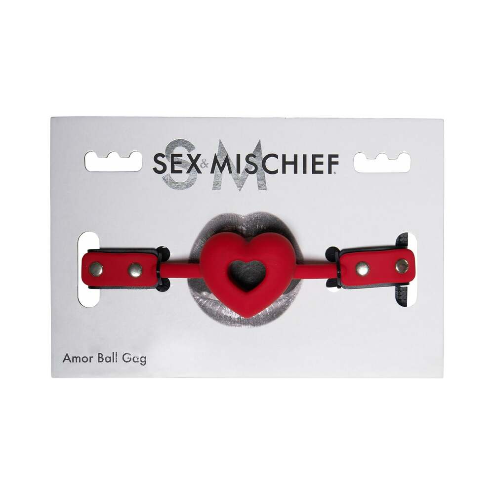 Amor Breathable Heart-Shaped Silicone Ball Gag (Red)