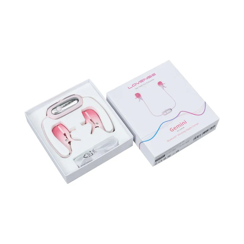 Lovense Gemini Vibrating Nipple Clamps - Pink