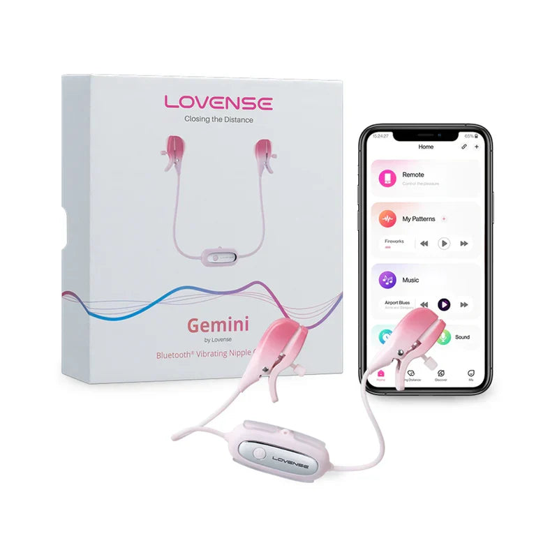 Lovense Gemini Vibrating Nipple Clamps - Pink