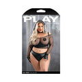 Fantasy Lingerie 7-Piece Open Cup Bra Set with Fishnet Top and Accessories (3XL/4XL)