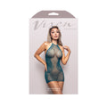 Vixen Halter Tie Dress Lace Fishnet (Dark Teal) (O/S)
