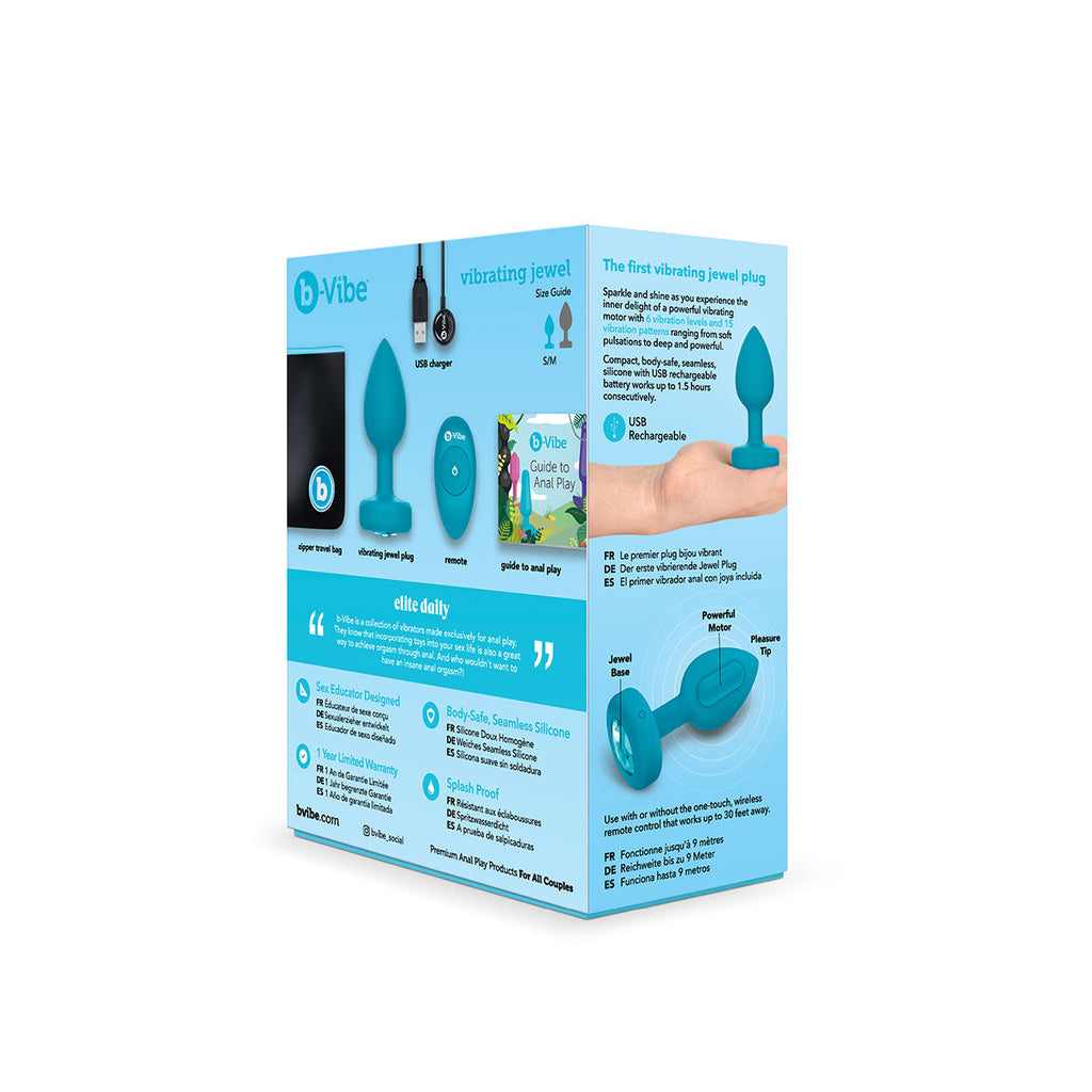 b-Vibe Vibrating Jewel Plug S/M - Aqua