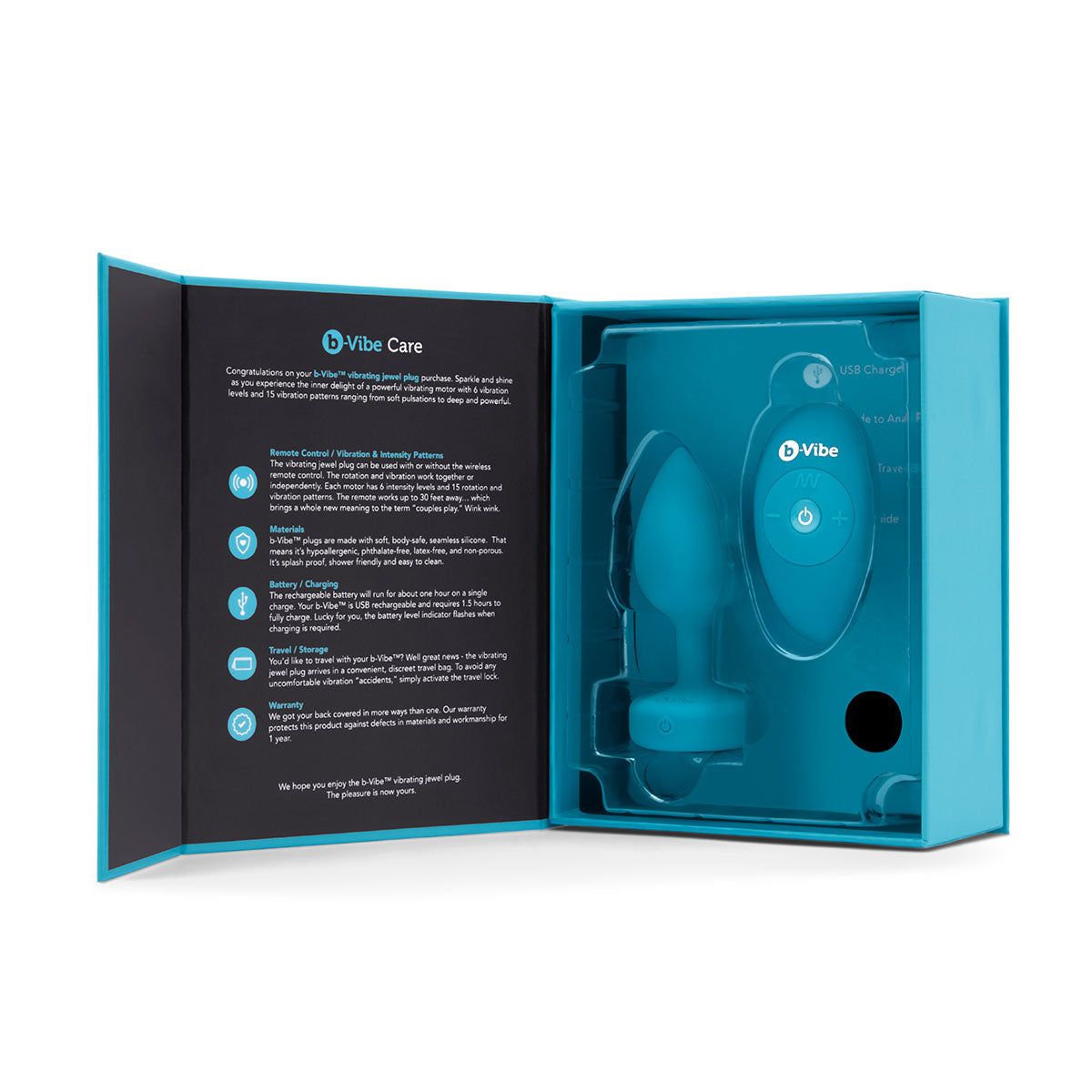 b-Vibe Vibrating Jewel Plug S/M - Aqua