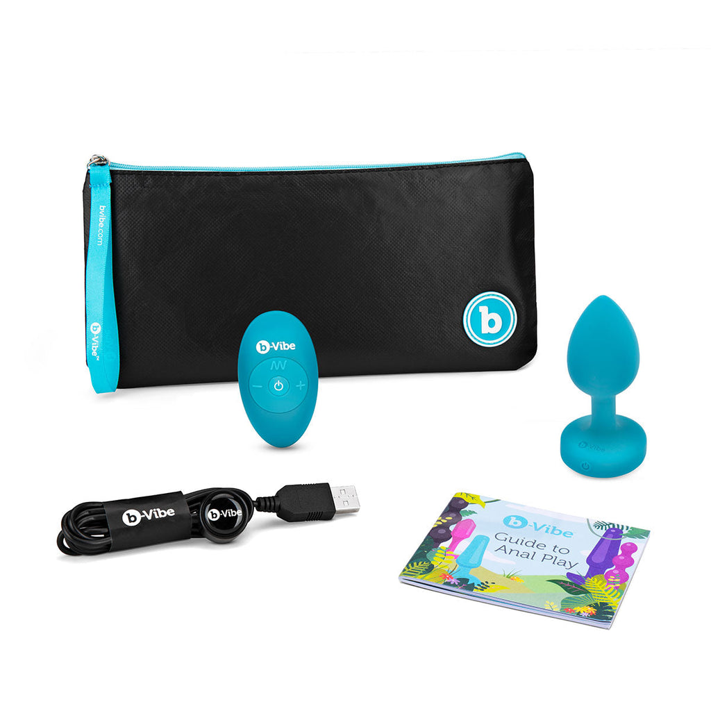b-Vibe Vibrating Jewel Plug S/M - Aqua