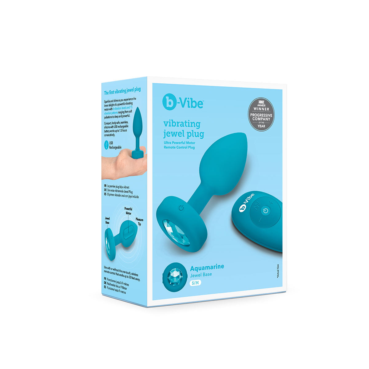 b-Vibe Vibrating Jewel Plug S/M - Aqua