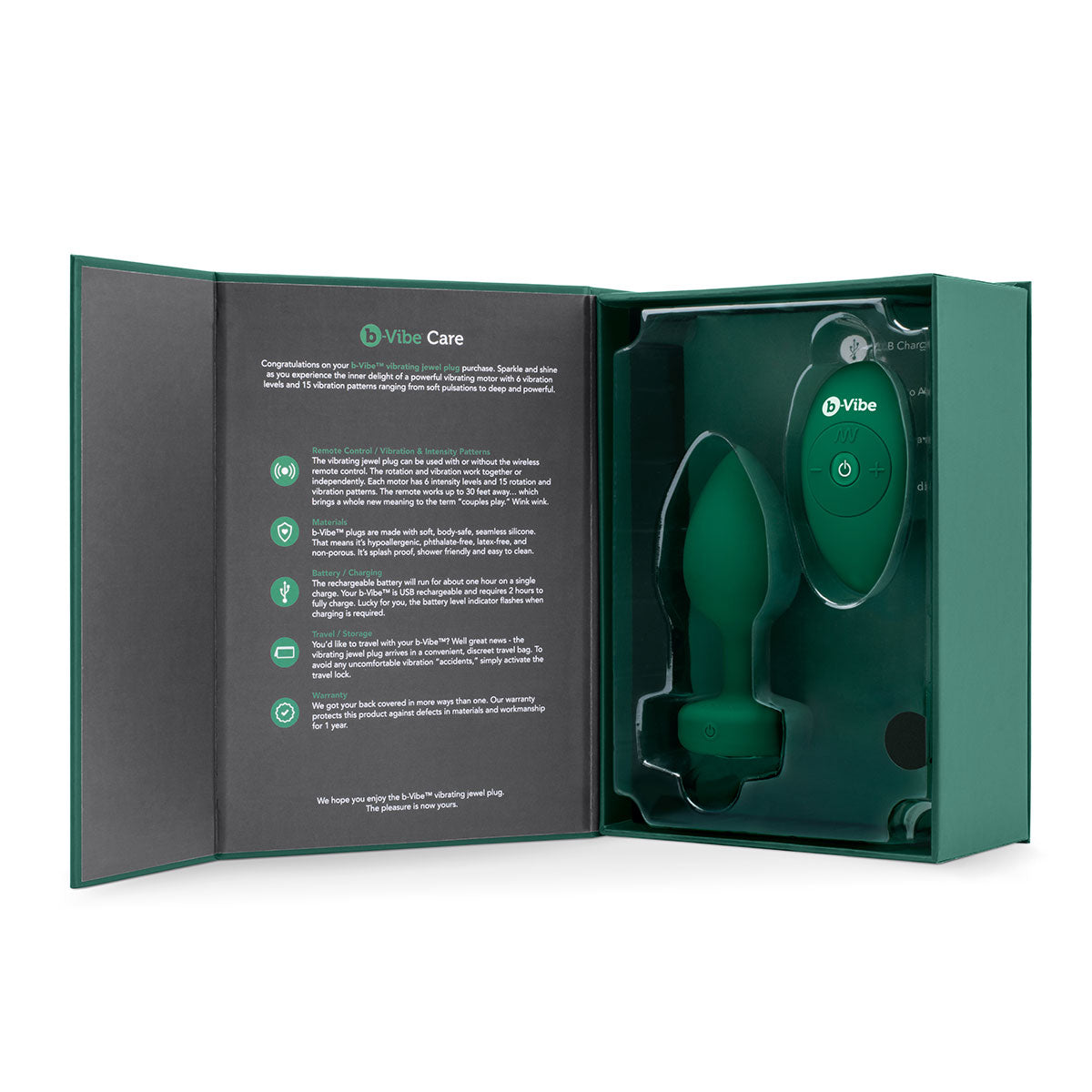 b-Vibe Vibrating Jewel Plug M/L - Emerald