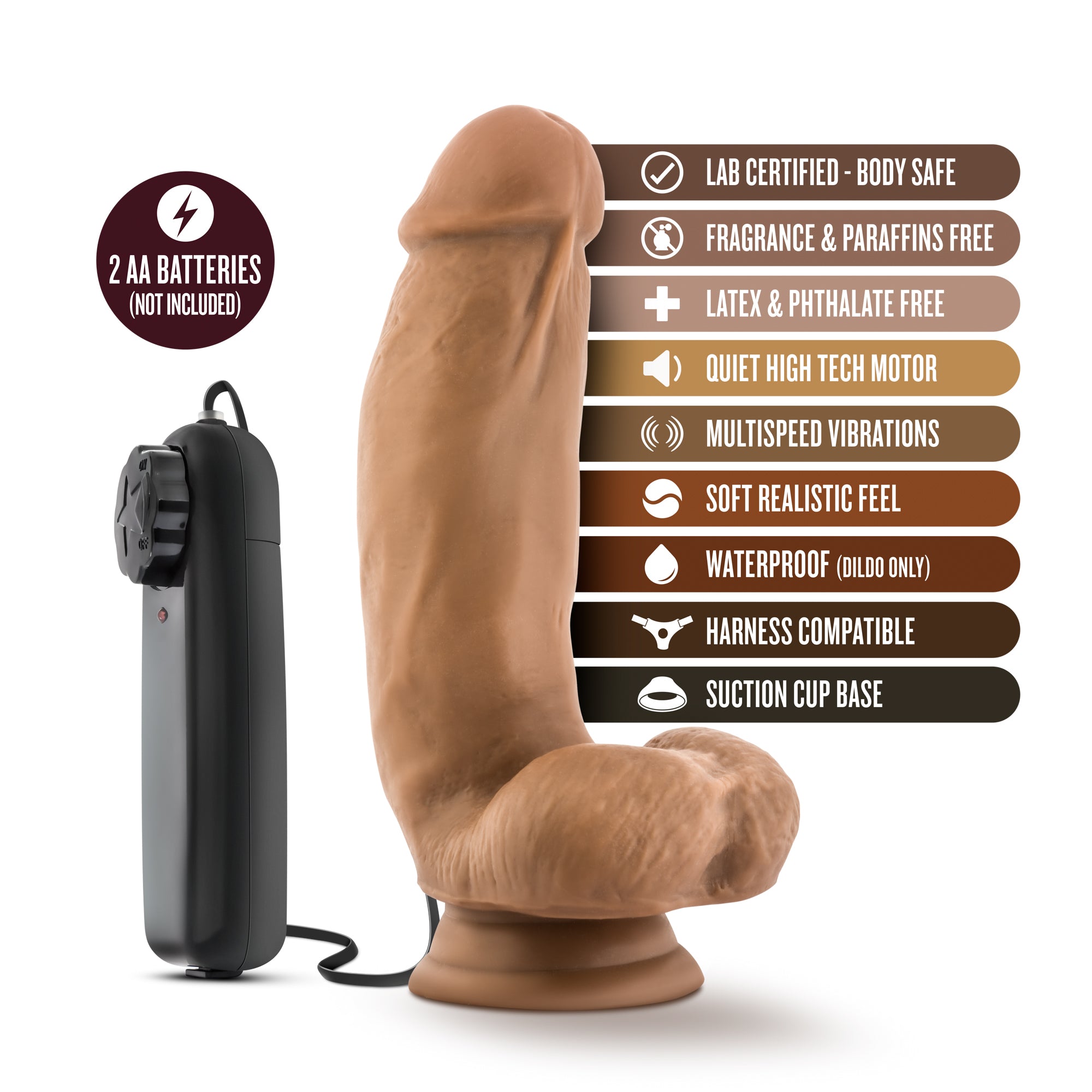 Coverboy MMA Fighter 7" Vibrating Dildo - Mocha