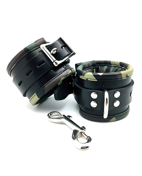 Sensual Sin Padded Wrist Cuffs - Camo Piping