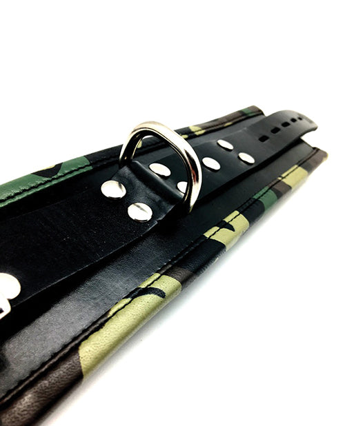 Sensual Sin Padded Wrist Cuffs - Camo Piping