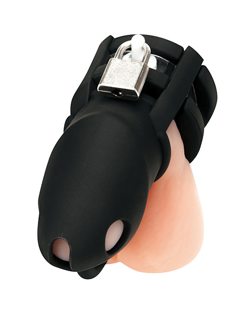 Blue Line 2" Silicone Mini Cock Cage & Ball Divider Black