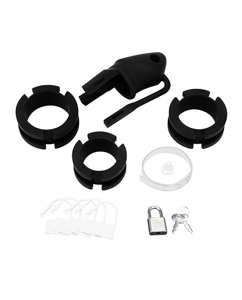 Blue Line 2" Silicone Mini Cock Cage & Ball Divider Black