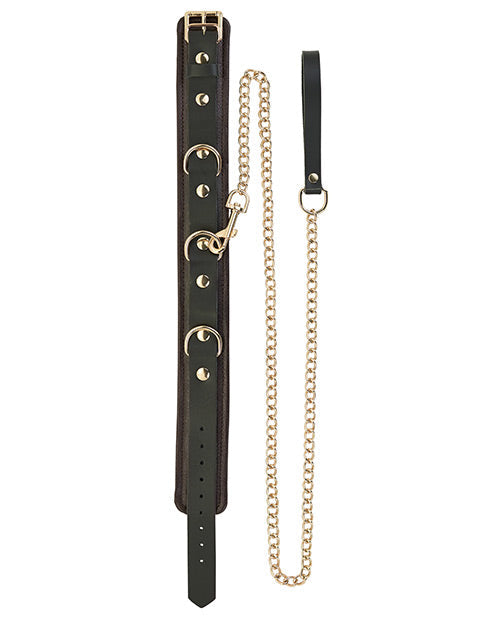 Spartacus Brown Leather BDSM Collar & Leash Set