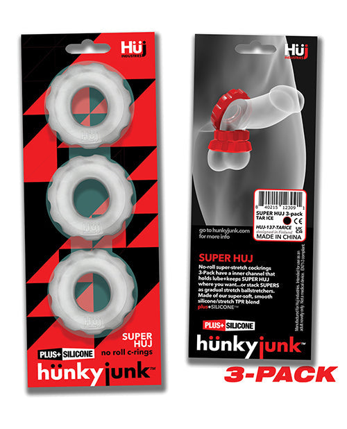 Hunky Junk HUJ3 Pack Cockrings - Clear Ice