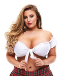 Plus Size Teacher's Pet School Girl White Tie Top 1X