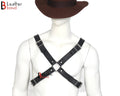 Double Folded Real Cowhide Leather Harness for Men Cross Shape Chest & Shoulder Harness | Fetish Wear