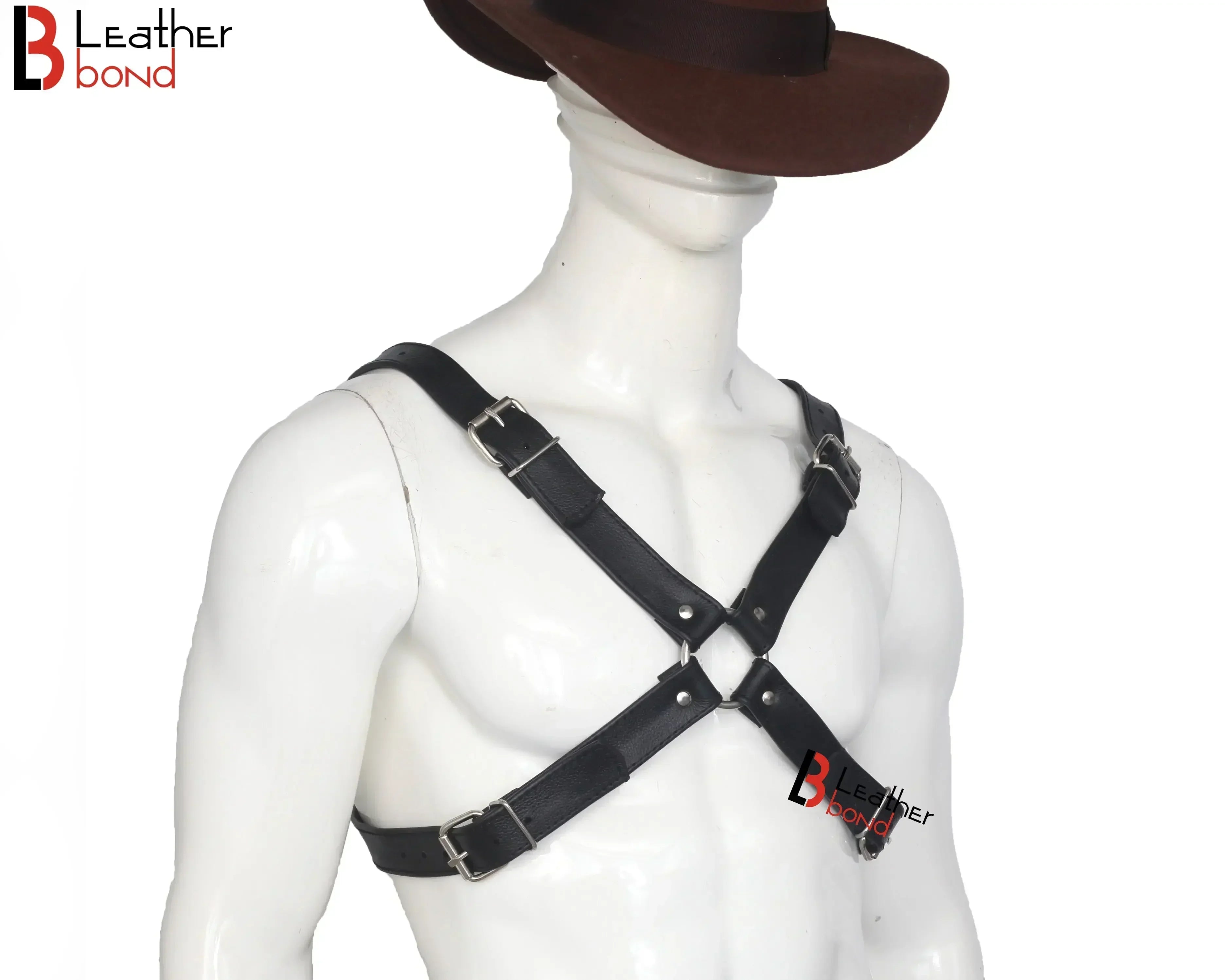 Double Folded Real Cowhide Leather Harness for Men Cross Shape Chest & Shoulder Harness | Fetish Wear