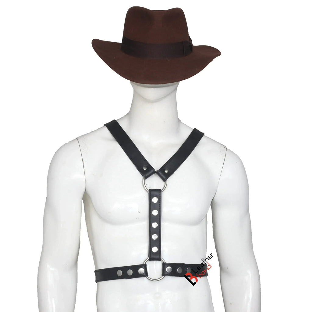 Double Folded Real Cowhide Leather Harness for Men Y-Shape Chest & Shoulder Harness | Fetish Wear