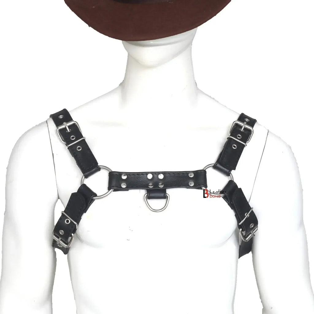 Double Folded Real Cowhide Leather Harness Men's Bulldog Chest & Shoulder Harness | Male Fetish Wear