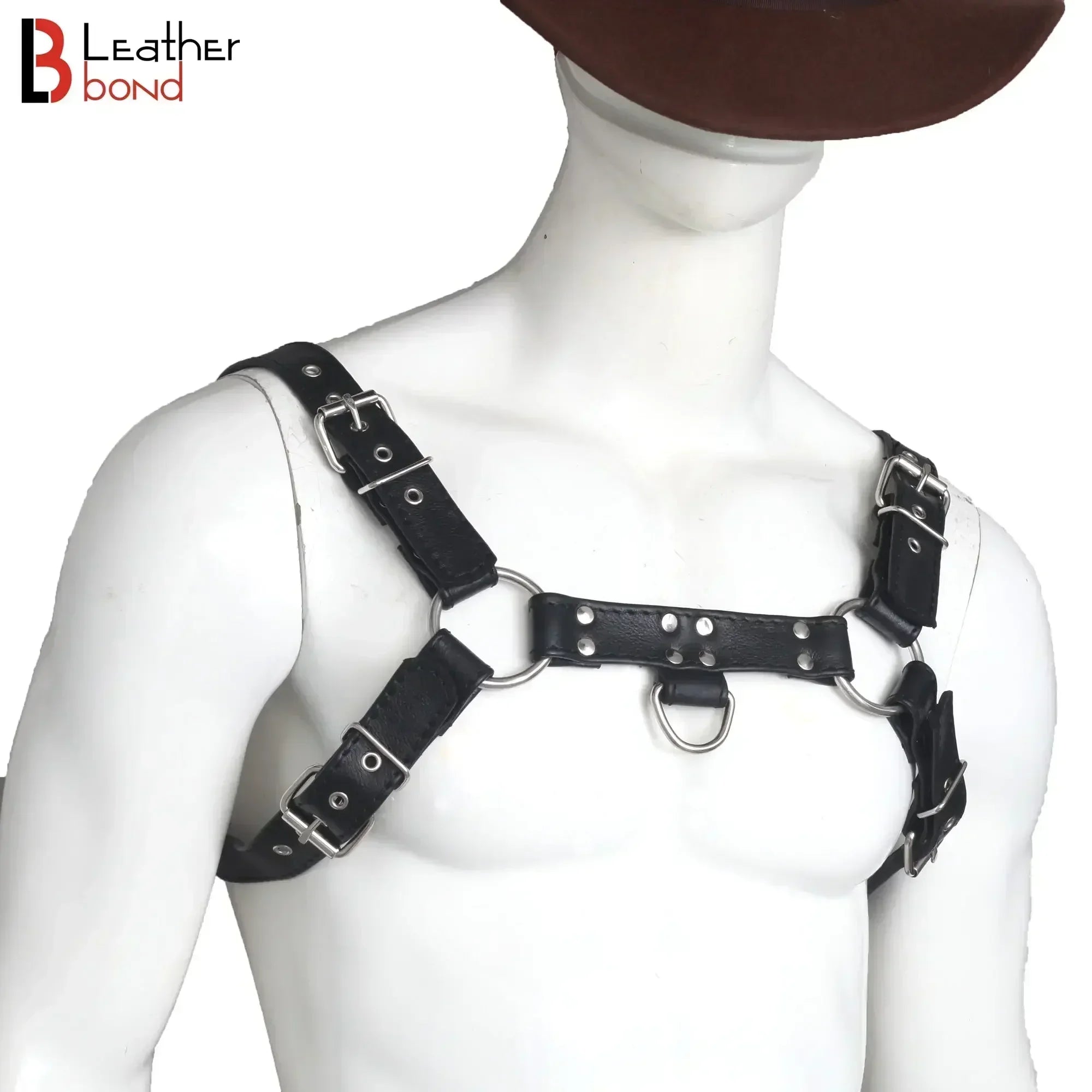 Double Folded Real Cowhide Leather Harness Men's Bulldog Chest & Shoulder Harness | Male Fetish Wear