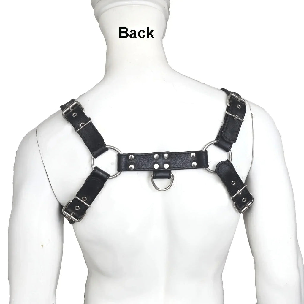 Double Folded Real Cowhide Leather Harness Men's Bulldog Chest & Shoulder Harness | Male Fetish Wear