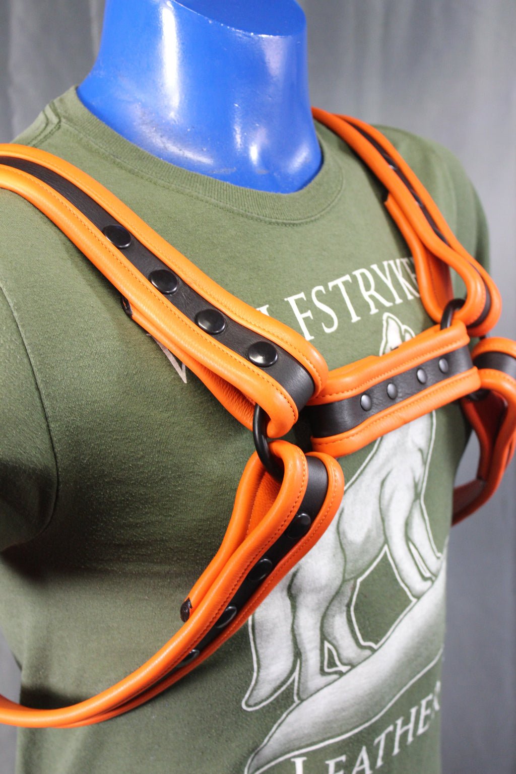 Black and Orange Bulldog Harness and Jock Combo!